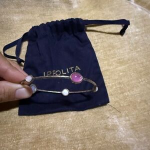Ippolita silver Bracelet bangle with Pink and White Gems like new w duster pouch